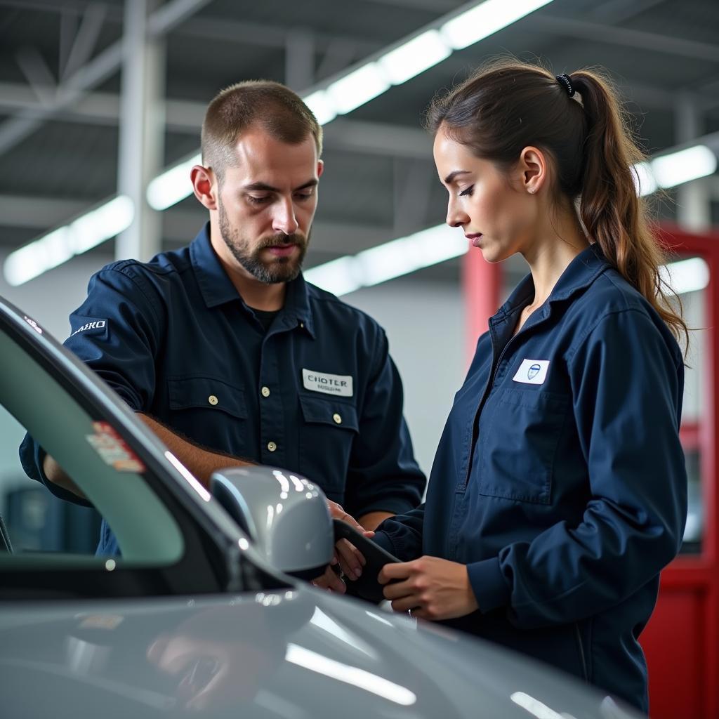 Car Service Team Leader Mentoring Junior Technician