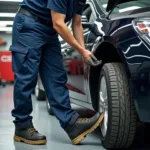 Car Service Technician Wearing Proper Footwear