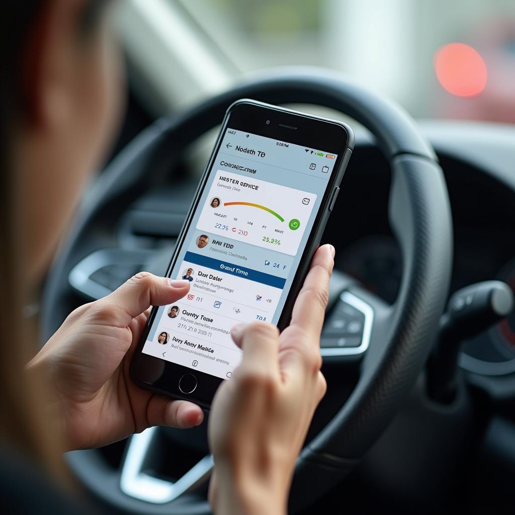 Customer Viewing Car Service Status on Mobile App