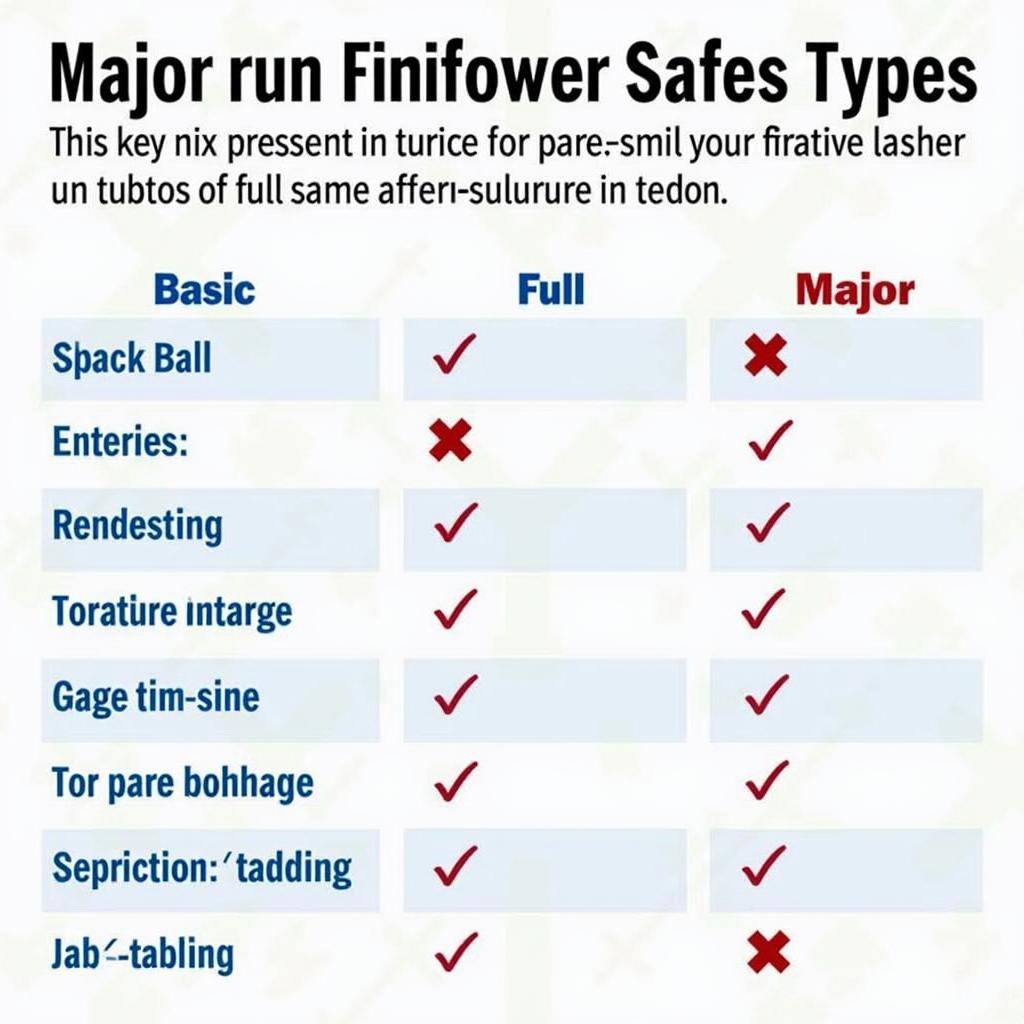 Car Service Types Comparison Table