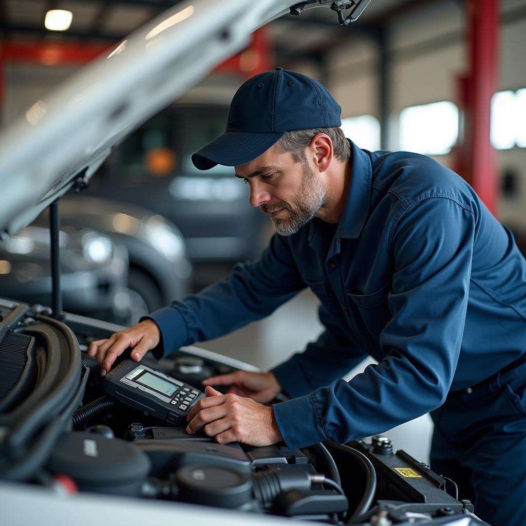 Mechanic Inspecting Vehicle in Williams Landing