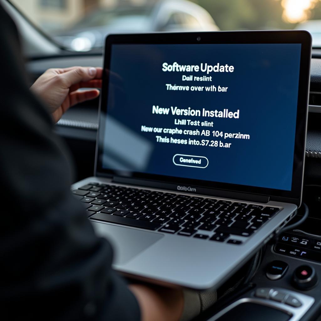 Car Software Update Process Displayed on a Laptop