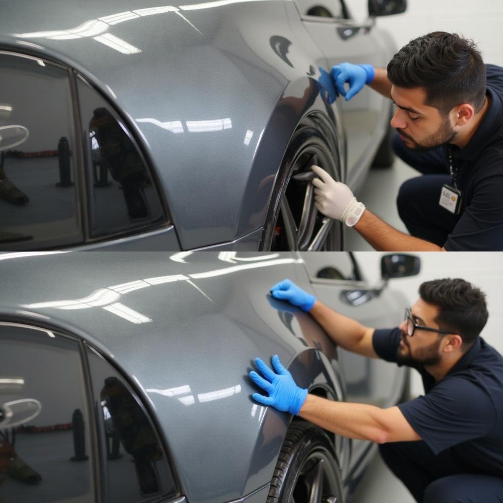 Applying Ceramic Coating at a Car Spa in Pallikaranai