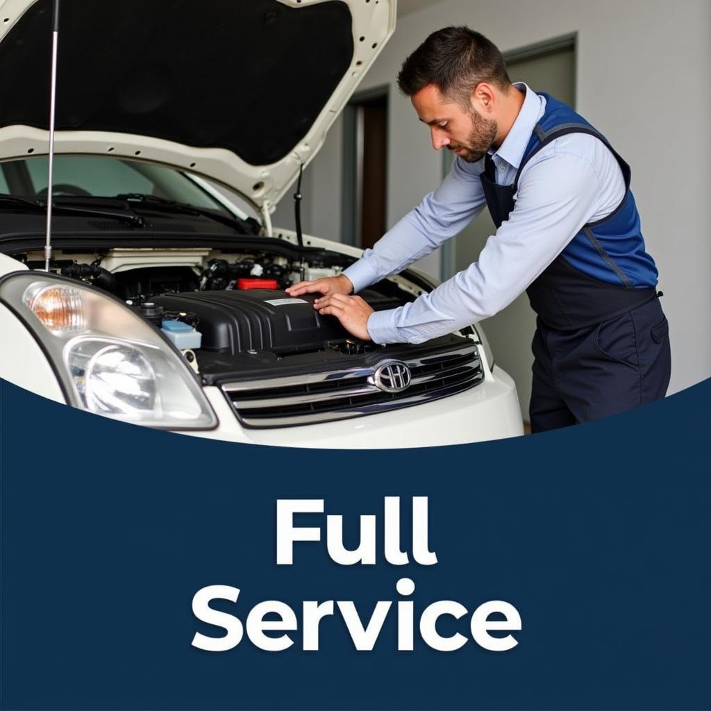 Mechanic performing a full service on a car