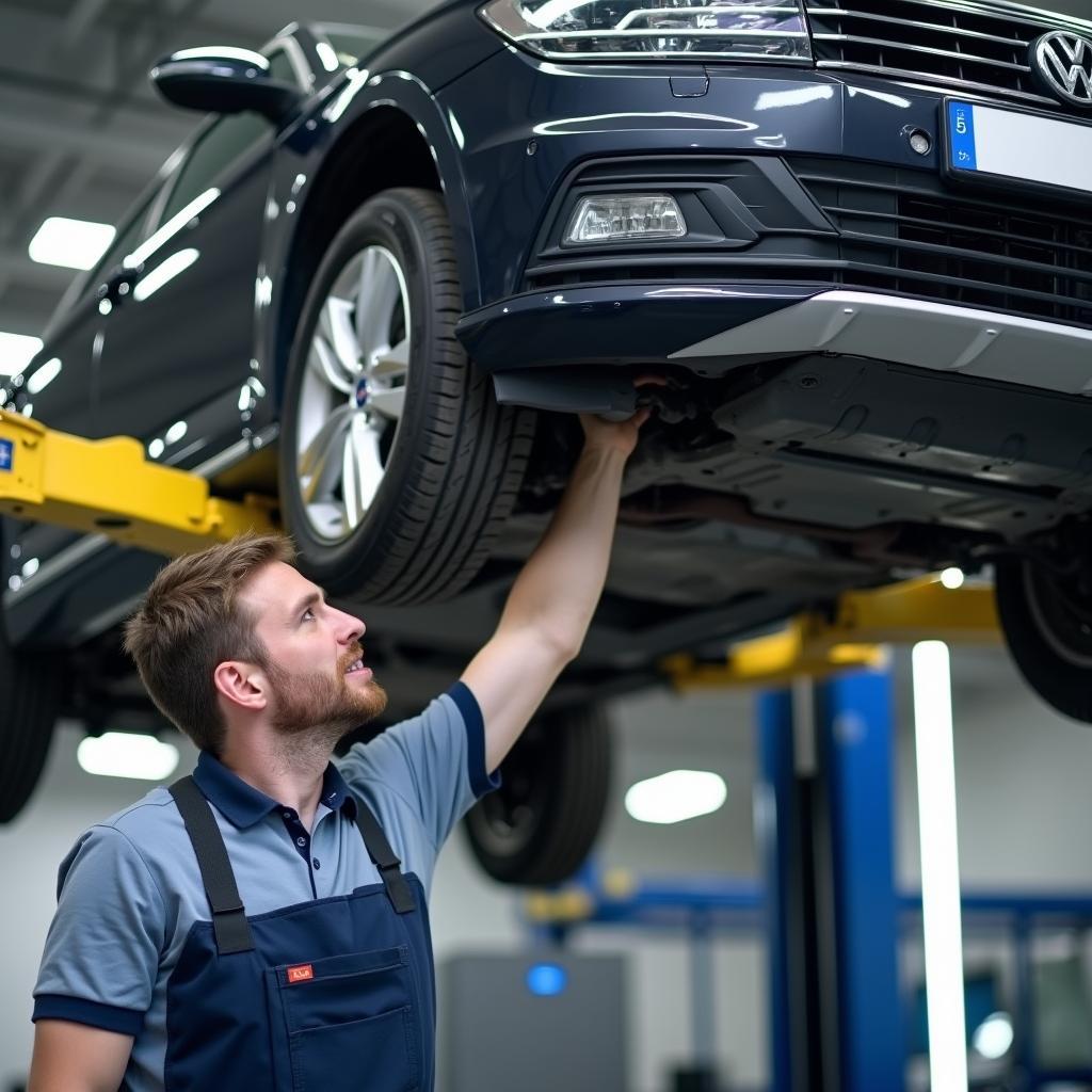 Car Undergoing a Routine Maintenance Check