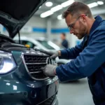 Car Undergoing Scheduled Maintenance in Certified Centre