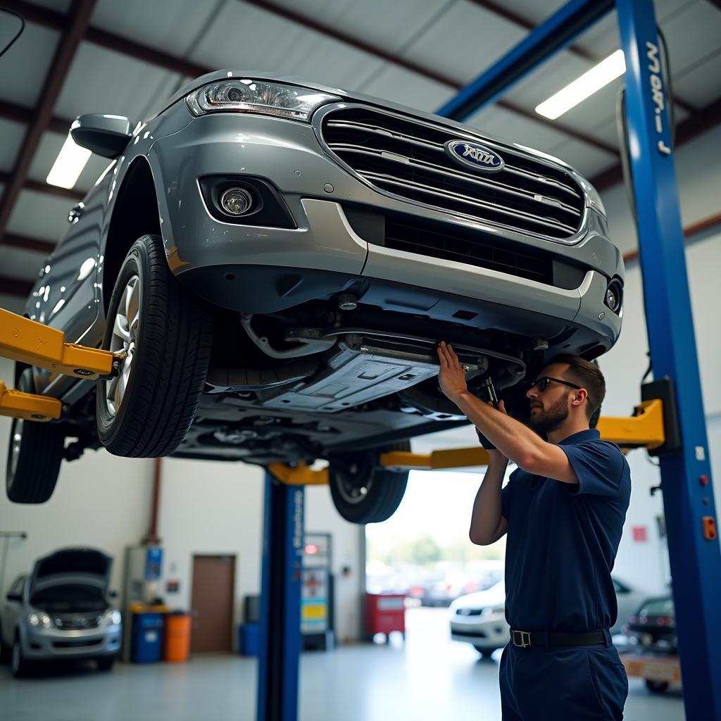 Car Undergoing Routine Service Check