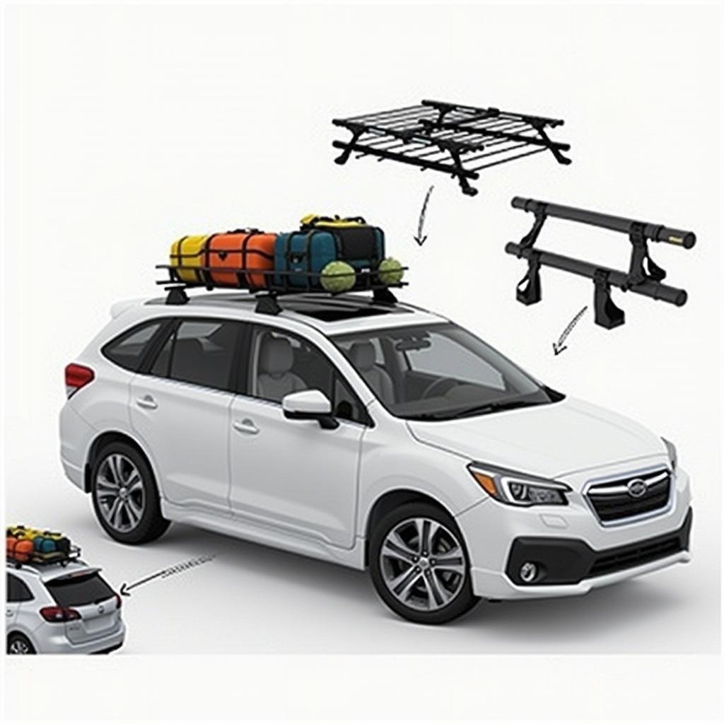 Car with Roof Rack and Cargo Carrier