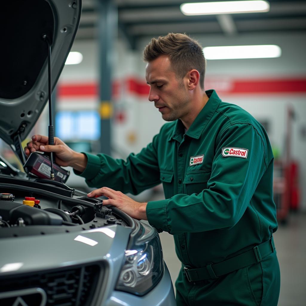 Castrol Certified Technician Performing Car Maintenance