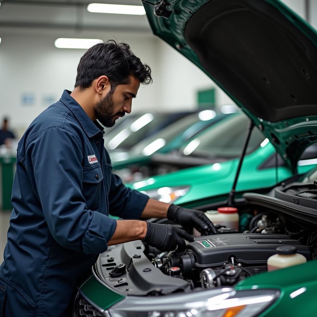 Castrol Pitstop Mechanic Working on Engine