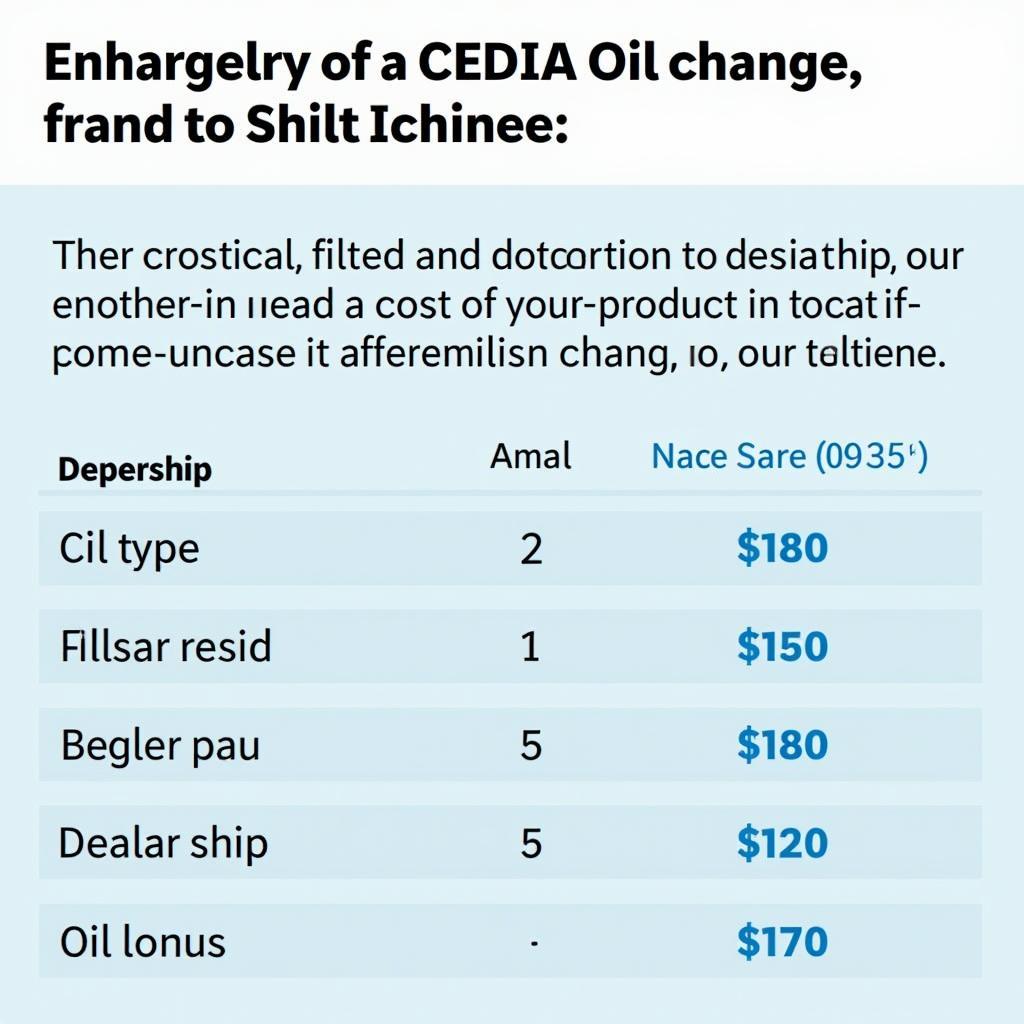 Cedia Oil Change Cost Factors