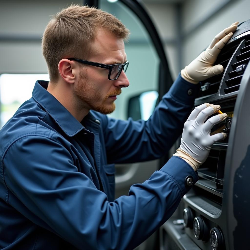 Certified Car AC Technician Working