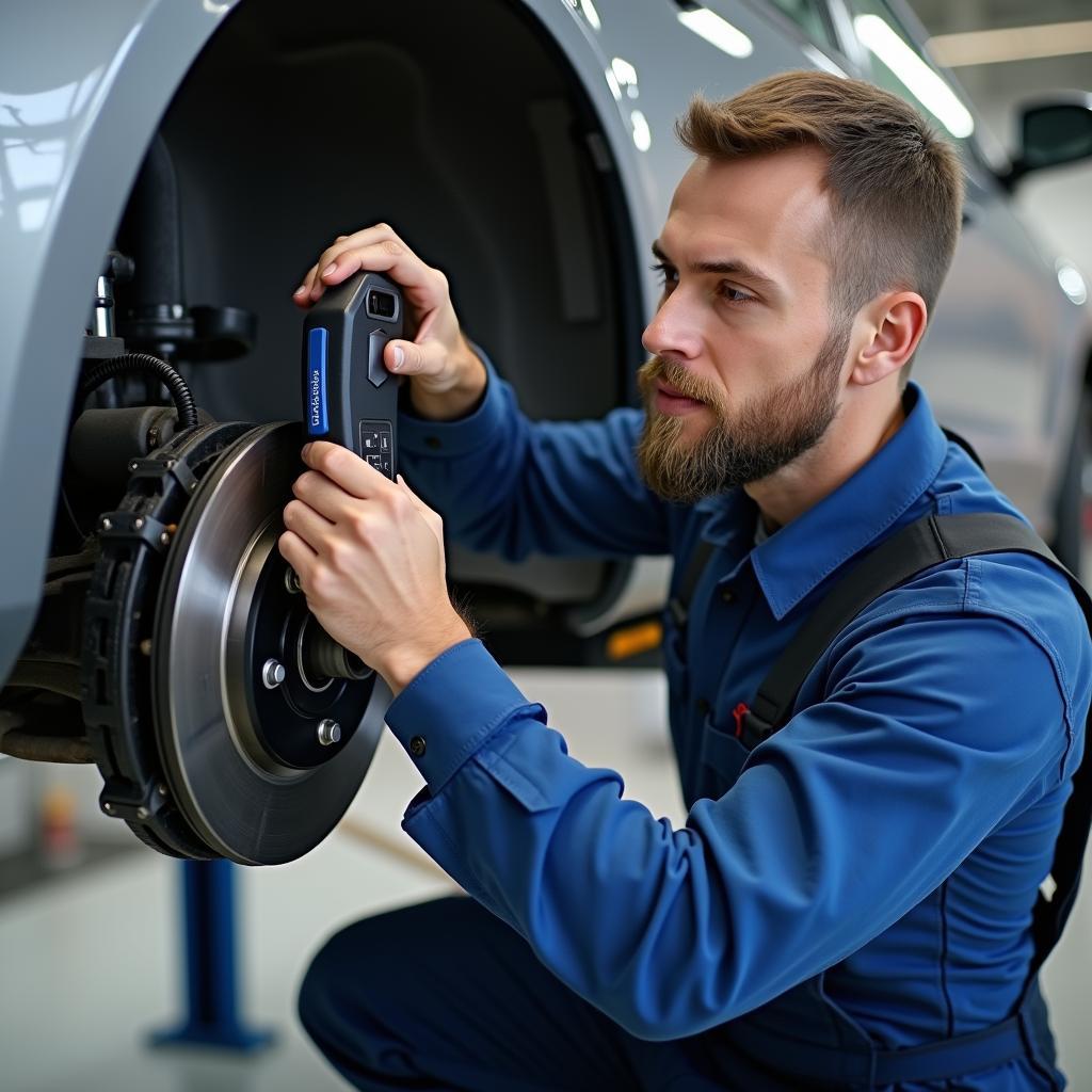 Certified Car Mechanic Performing PMS