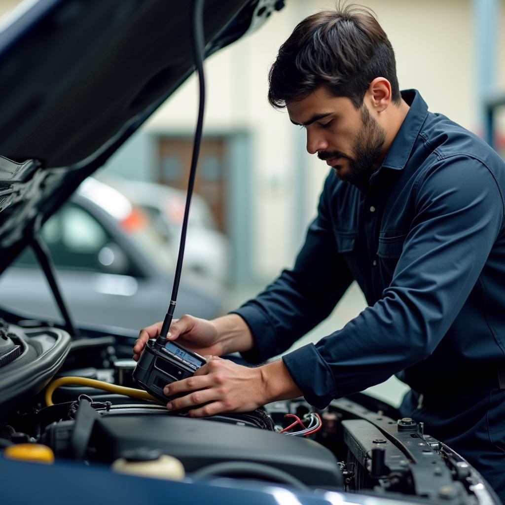 Certified Car Mechanic in Bangalore Performing Engine Diagnostics