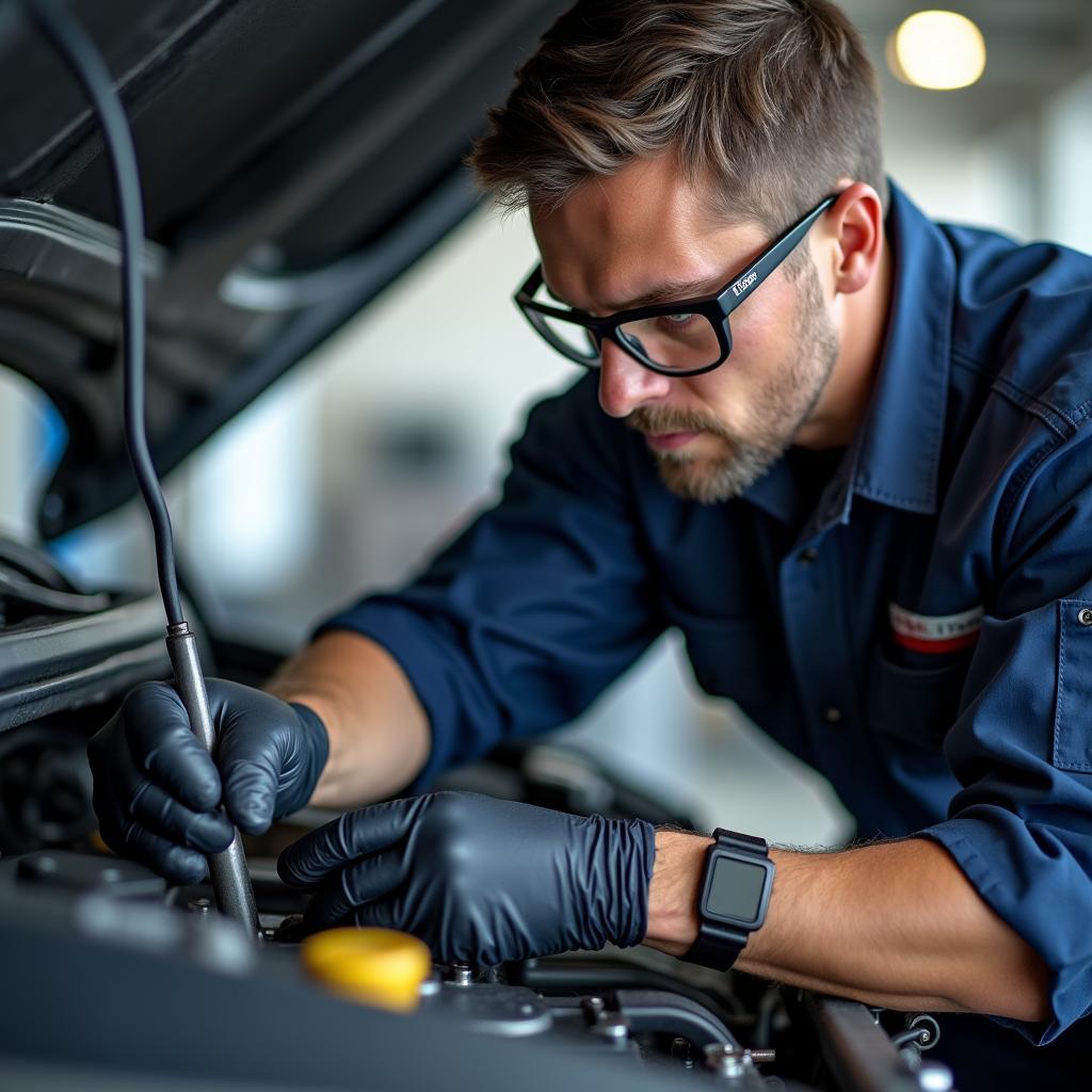 Certified Car Mechanic Working