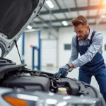 Certified Car Mechanic Performing a Full Car Service