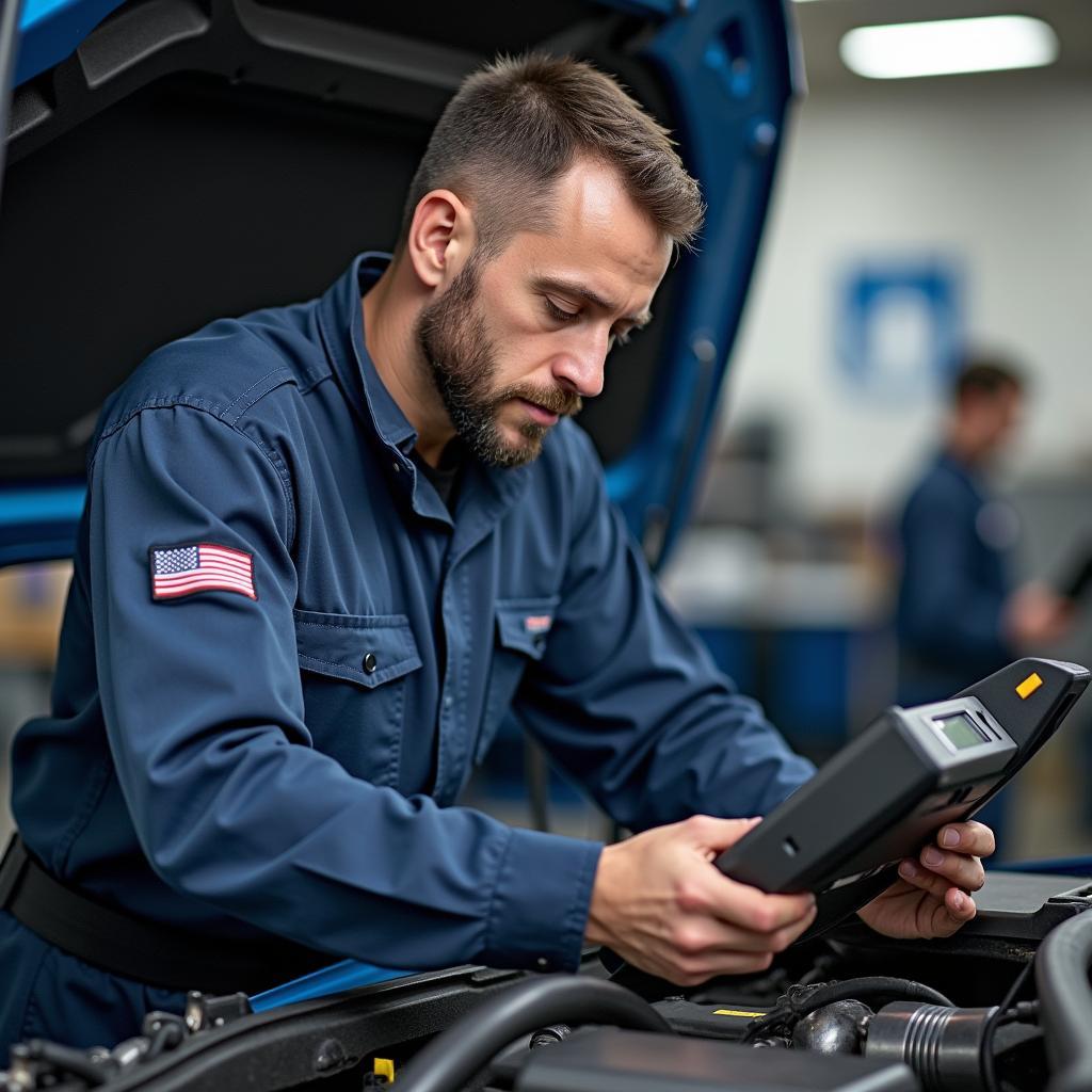 Certified Mechanic Working on Car Engine