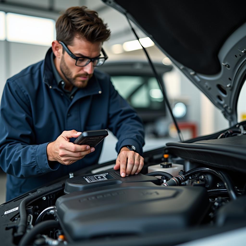 Certified Technician Performing Car Tech Services