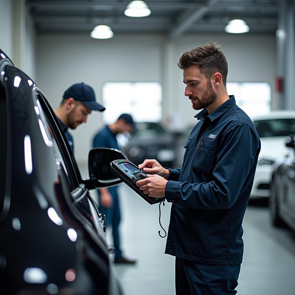 Certified Technicians Working on a Car