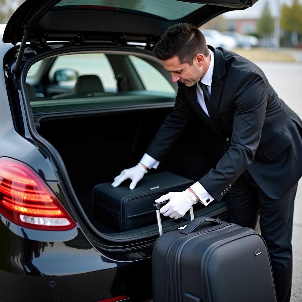 Chauffeur Assisting Client with Luggage