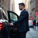 Chauffeur Opening Car Door for Passenger