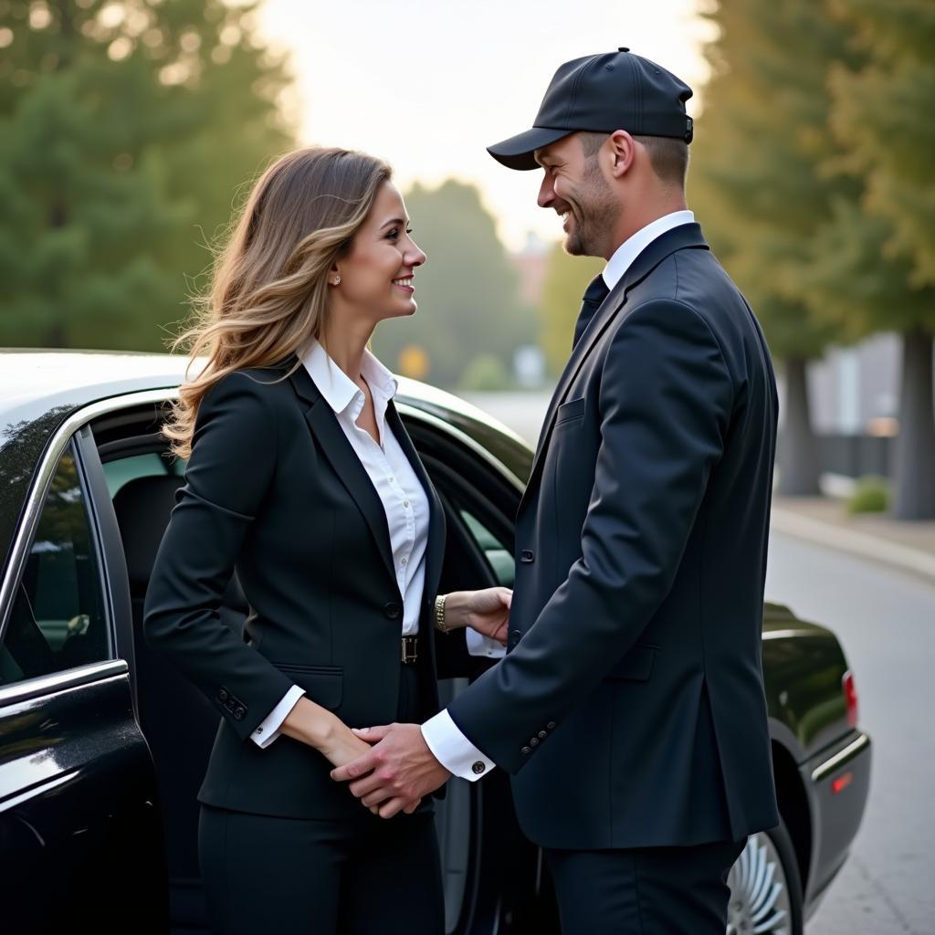 Chauffeur Opening Car Door for Client