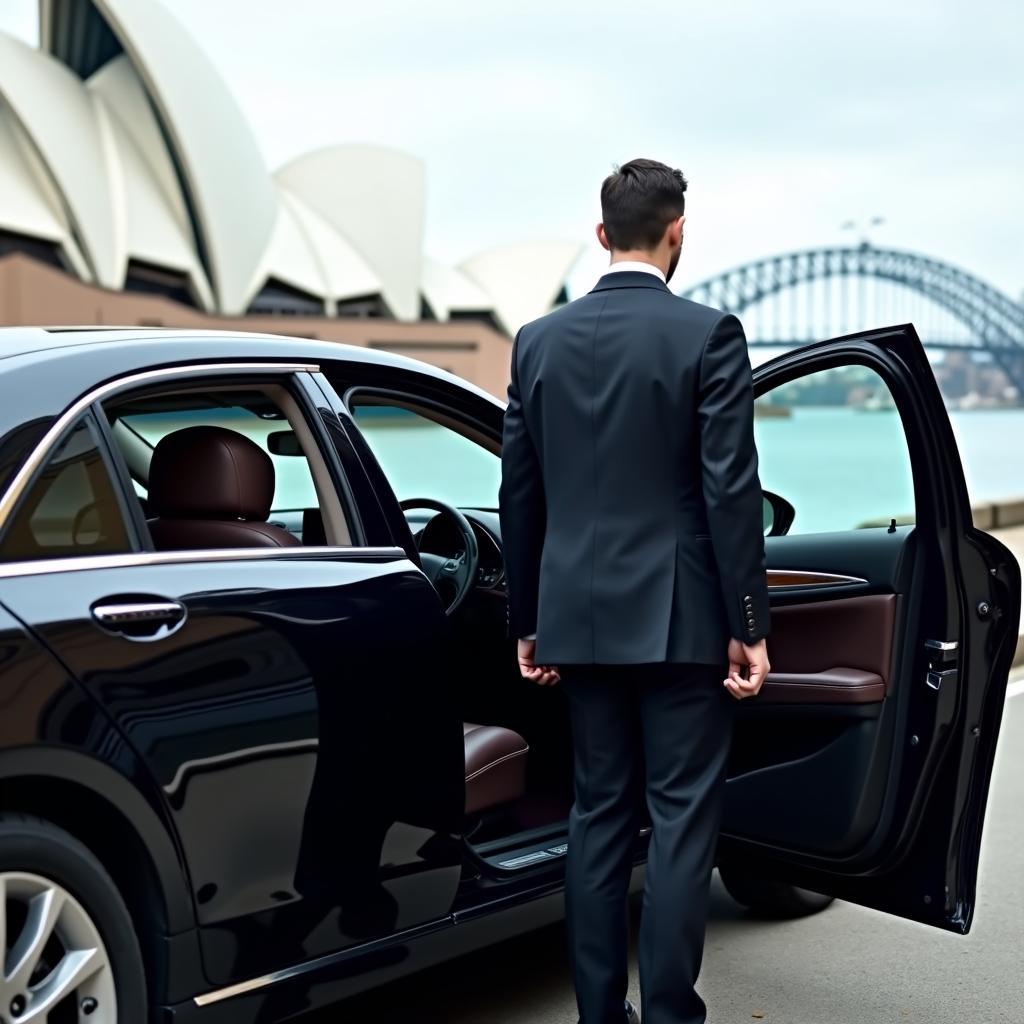 Chauffeur Opening Car Door for Client in Sydney