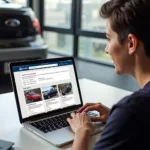 Checking online reviews for car repair shops