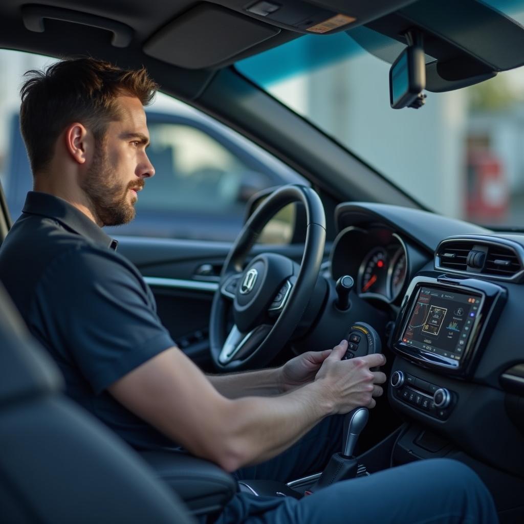 Modern diagnostic equipment being used in a Chesterfield car service center