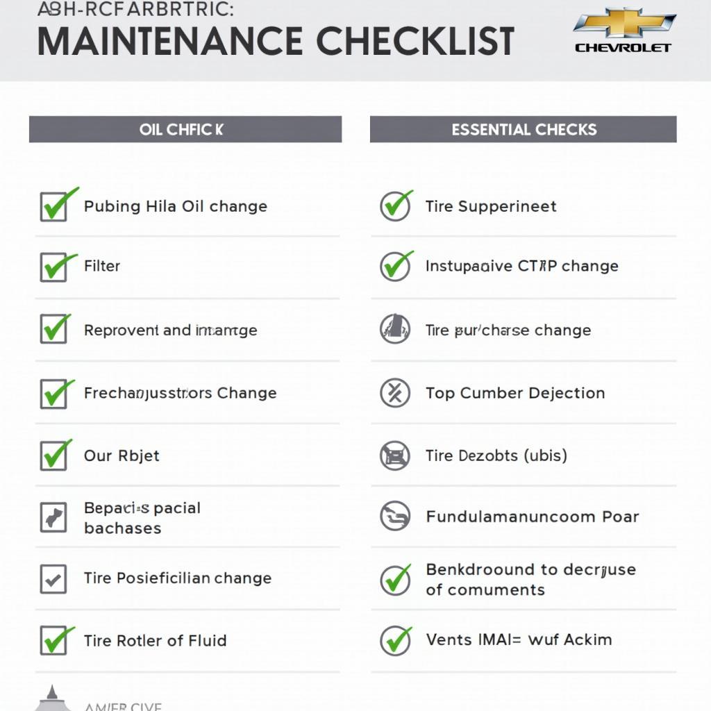 Chevrolet Car Maintenance Checklist 2019