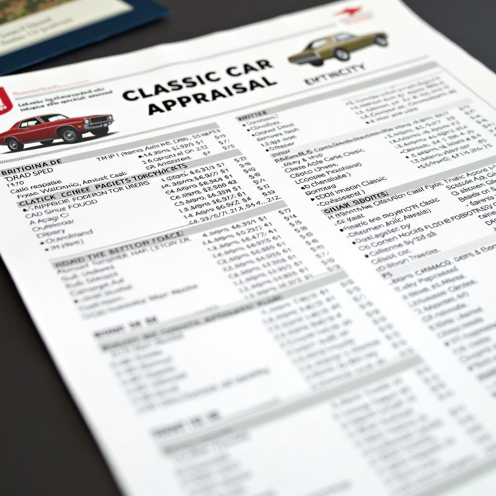 Completed Classic Car Appraisal Report