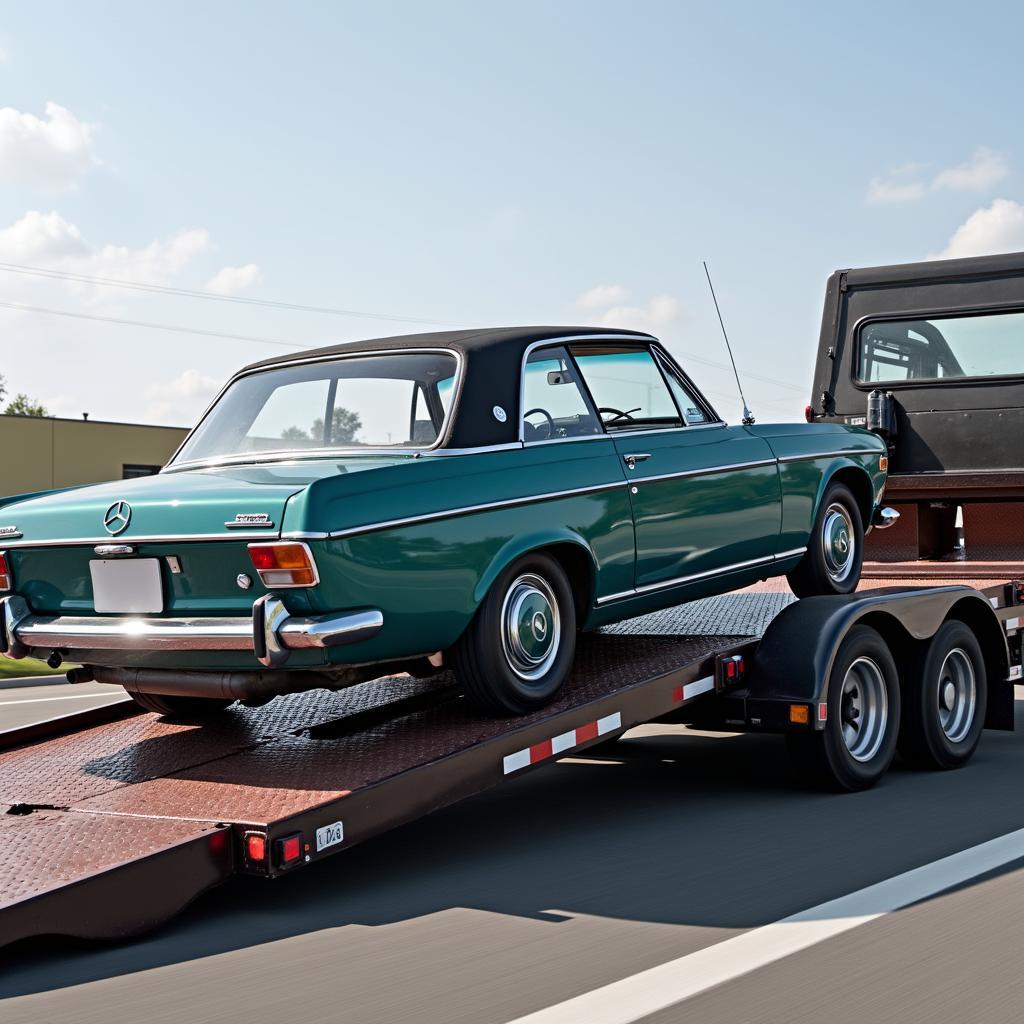 Classic Car Being Loaded onto a Car Hauler Trailer