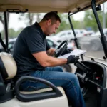 Club Car Service Technician at Work