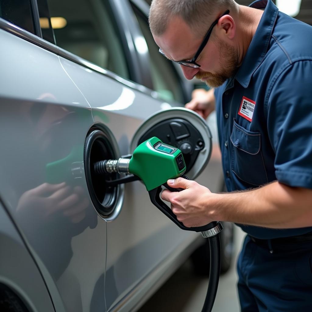 CNG Tank Inspection During Car Service