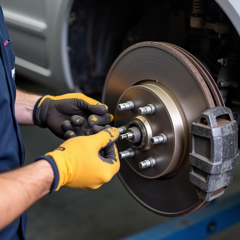 Replacing Brake Pads in a Car Service Center in Corona, NY