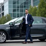 Businessman using a company car for a client meeting