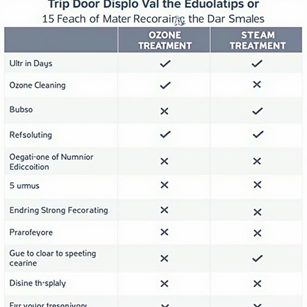 Comparison chart of different car odor removal services in Dallas TX