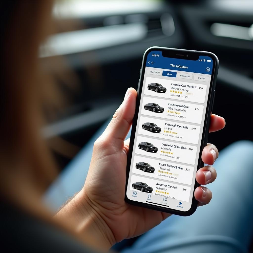 Comparing Executive Car Service Options on a Phone