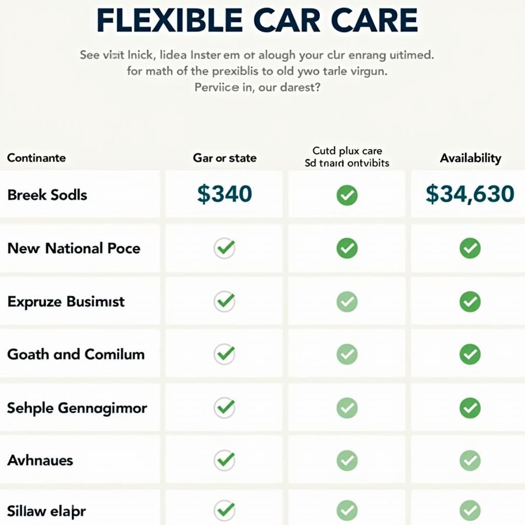 Comparison Table of Different Flexible Car Care Options