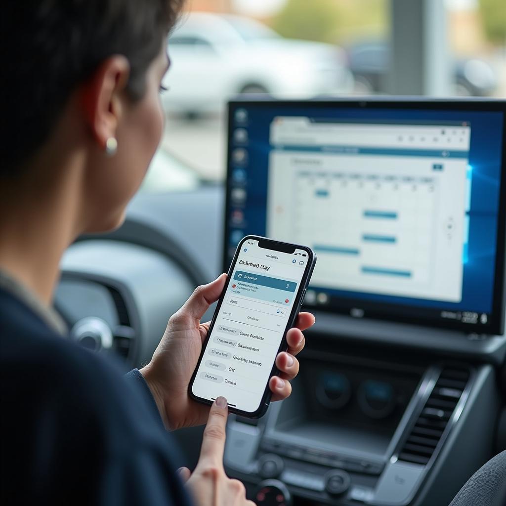 Customer Checking Car Service Schedule