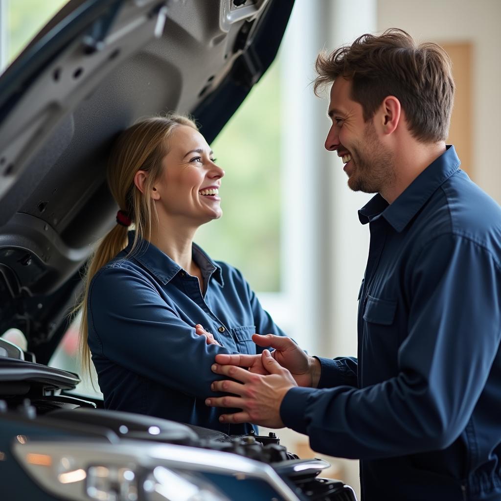 Customer Discussing Car Issues with Mechanic at Home