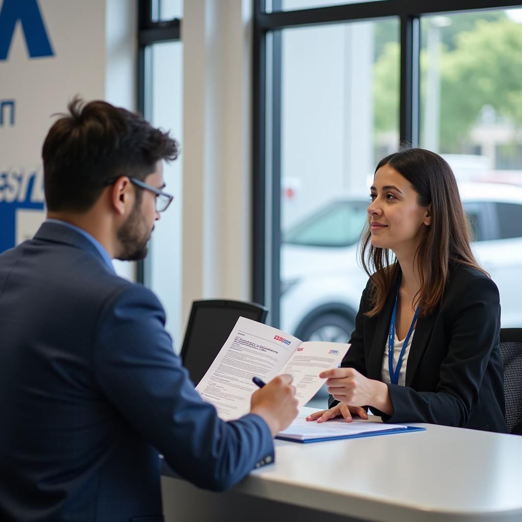 Customer Discussing Car Service with Advisor