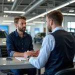 Customer Discussing Car Service with an Advisor