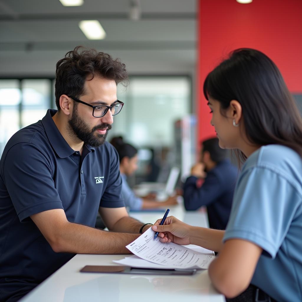 Customer Discussing with Service Advisor in Hyderabad