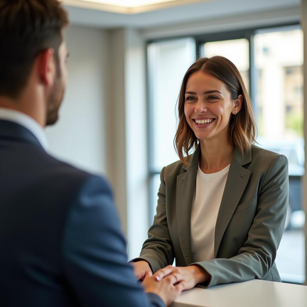 Customer Service Representative Greeting Client