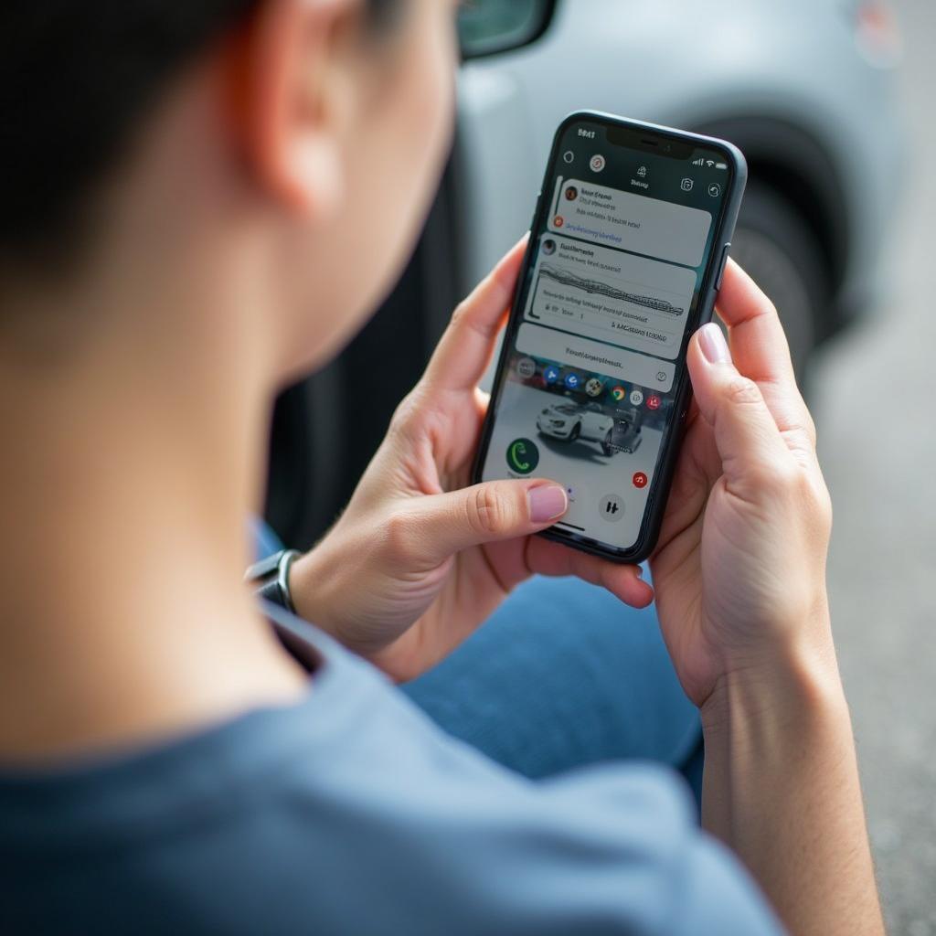 Customer Using Phone to Contact Argus Car Hire Customer Service