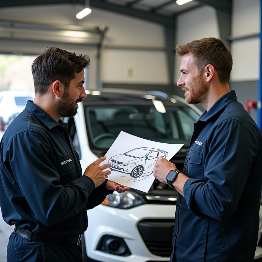 Customer Consulting with a Mechanic in Didcot