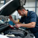 Mechanic Inspecting a Car in Didcot