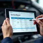 Digital Car Service Record on a Tablet