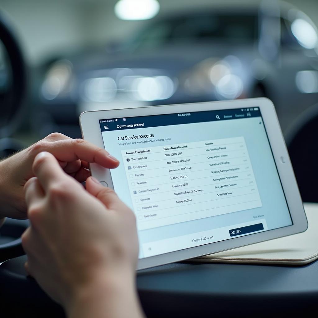 Digital car service records on a tablet